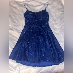 Blue Glitter Mini Dress